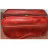 Image 6 : Three-Piece Red Faux Leather Luggage Set with Silver-Tone Hardware
