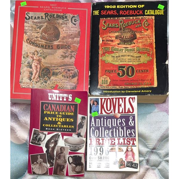4 Reference Books: Sears, Roebuck Catalogues and Antiques Price Guides