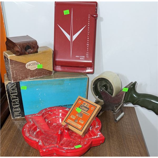 Lot: Arcadia Commander Viewer, Forfex 100 Hair Clipper, Tape Dispenser, Ashtray