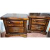 Image 1 : Solid Wood Two-Drawer Nightstands with Brass Handles