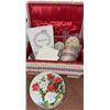 Image 2 : Embroidery and Sewing Supply Lot with Wicker Sewing Basket and Supplies