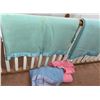 Image 1 : Four Satin-Trim Wool Blend Blankets in Blue and Pink