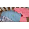 Image 3 : Four Satin-Trim Wool Blend Blankets in Blue and Pink
