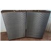 Image 2 : Large Wood Cabinet Stereo Speakers with Patterned Metal Grilles