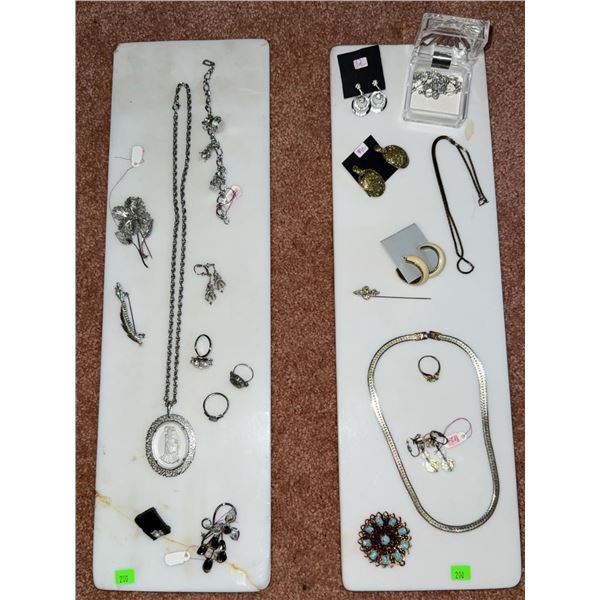 Costume Jewellery Lot Including Necklaces, Brooches, Earrings, and Rings