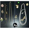 Image 1 : Costume Jewellery Lot Including Brooches, Necklaces, and Pins