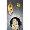 Image 4 : Gold Tone Jewelry Including Bangle, Earrings, Brooches, and Stick Pin