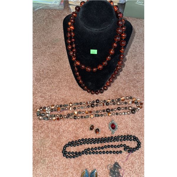 Costume Jewellery Lot with Beaded Necklaces and Earrings