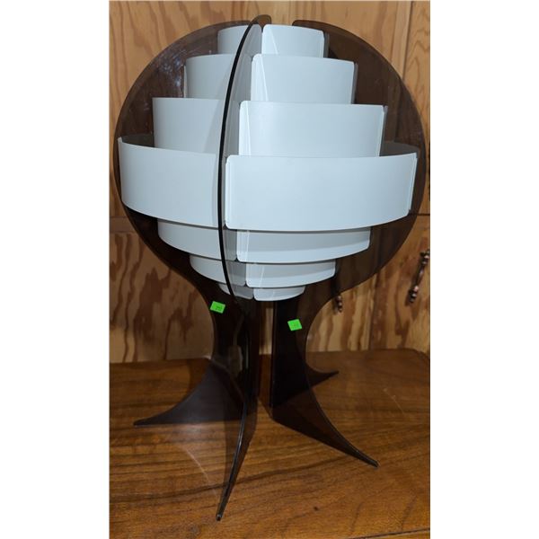 Modern Sculptural Acrylic Table Lamp with Layered White and Smoke Panels