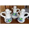 Image 2 : Blue and White Floral Milk Glass Condiment Serving Set with Lids