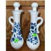 Image 3 : Blue and White Floral Milk Glass Condiment Serving Set with Lids