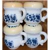 Image 4 : Blue and White Floral Milk Glass Condiment Serving Set with Lids