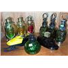 Image 1 : Decorative Glass Bottles and Figurals Including Lanterns, Boat, and Snowmobile