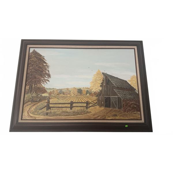 Framed Rural Landscape Painting Signed Ellen M. Budney