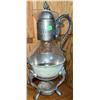 Image 3 : Lot: Glass Bowl with Nail Brush, Silverplate Carafe Stand, Butter Dish, Hand Mixer