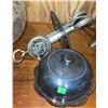 Image 4 : Lot: Glass Bowl with Nail Brush, Silverplate Carafe Stand, Butter Dish, Hand Mixer