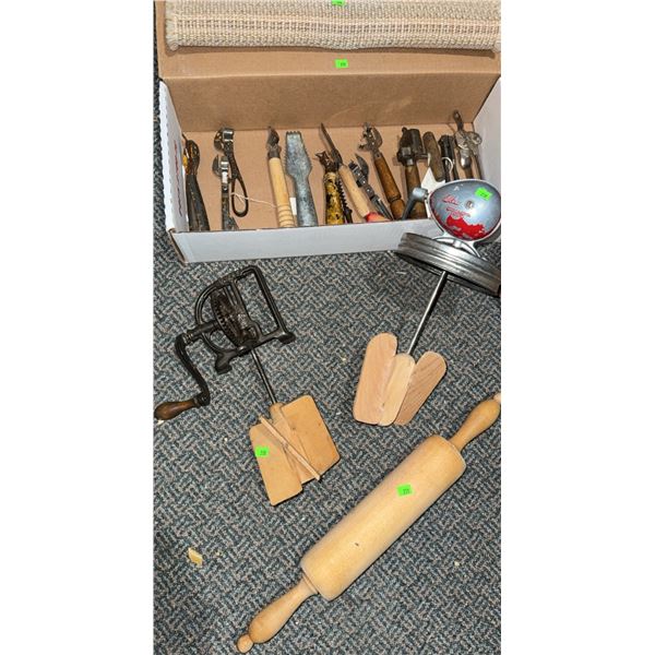 Kitchen Tools with Manual Mixers and Rolling Pin