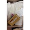 Image 2 : Box Lot of Sewing Supplies with Fabric, Lace, Thread, Needles, Patterns and Accessories