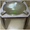 Image 1 : Hexagonal Wood Stand with Dome-Shaped Glass Magnifier Insert
