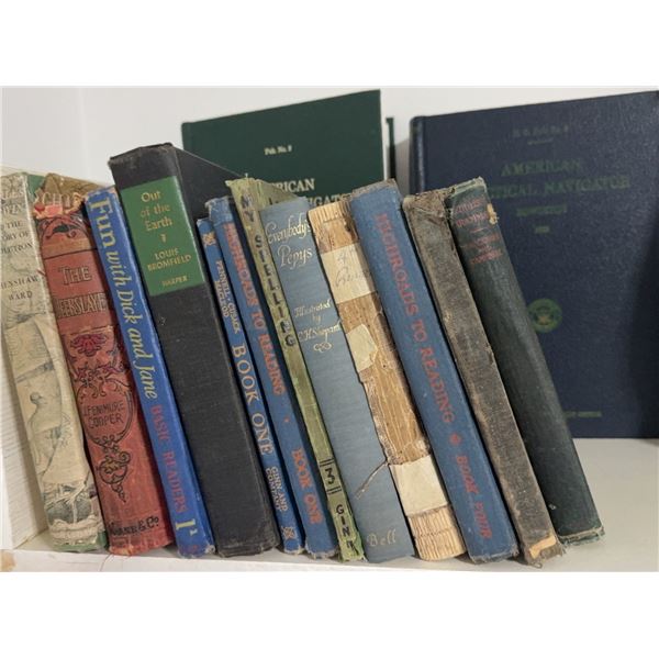 Old Books Including Elementary English Grammar and American Practical Navigator