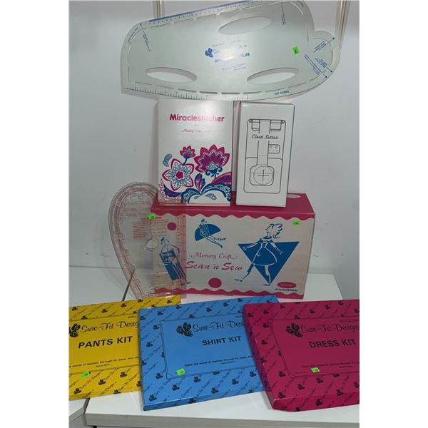 Janome Memory Craft Scan 'n Sew Model 240, Sure-Fit Designs Kits and Pattern Tools Lot