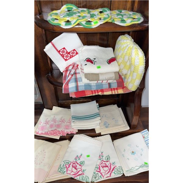Vintage Handmade Doilies, Pillowcases, Towels, Kettle Pot Holder, and Linens