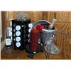 Image 1 : Kitchenware Lot with Spice Rack, Sunbeam Mixer, Kitchen Scale, Candle, Strainers, and Crystal