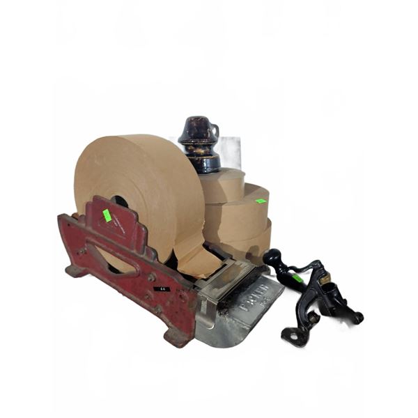 Packer No. 3 Gummed Tape Dispenser with Rolls, Clamp, and Insulator