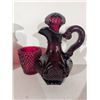 Image 5 : Ruby Red Glassware with Wine Glasses, Divided Tray, Decanter, and Bowl