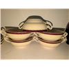Image 8 : Cream and Burgundy Rimmed Porcelain Dinnerware Set, 27 Pieces