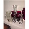 Image 5 : Red Glass Tableware and Clear Glass Bowls and Vases