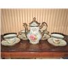 Image 2 : Japanese Porcelain Tea Set With Gilt Accents, Courting Scene, 5 Cups and Saucers