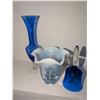 Image 9 : Blue and Clear Art Glass Collection - Murano Hand Blown Mid Century