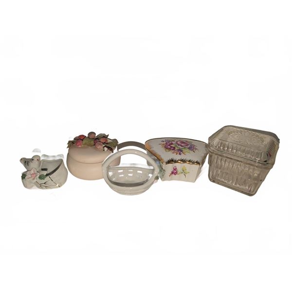 Trinket Box Collection with Ceramic, Porcelain, and Glass Pieces