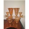 Image 2 : Seven-Piece Pink Depression Glass Set with Floral and Ribbed Patterns