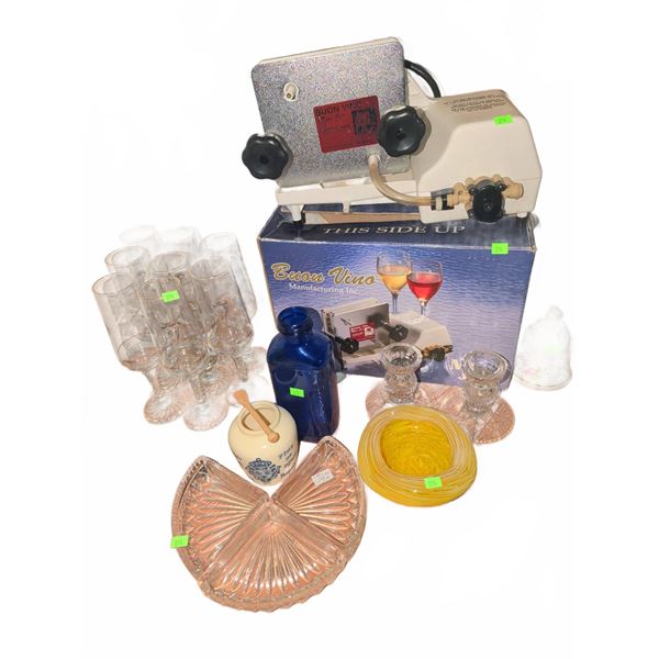 Buon Vino Mini Jet Wine Filter With Glassware and Mixed Decor Lot