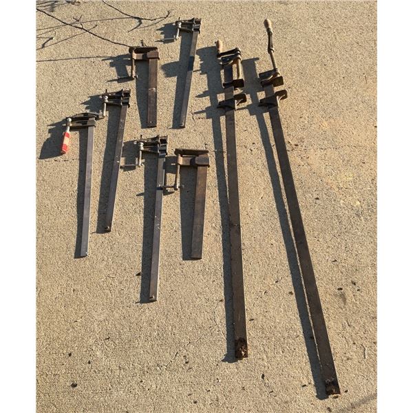 Steel Bar Clamps and Pipe Clamps, Lot of 8