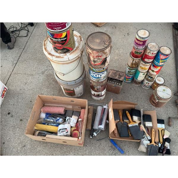 Paint, Stain, Brushes, and Rollers Assorted Brands