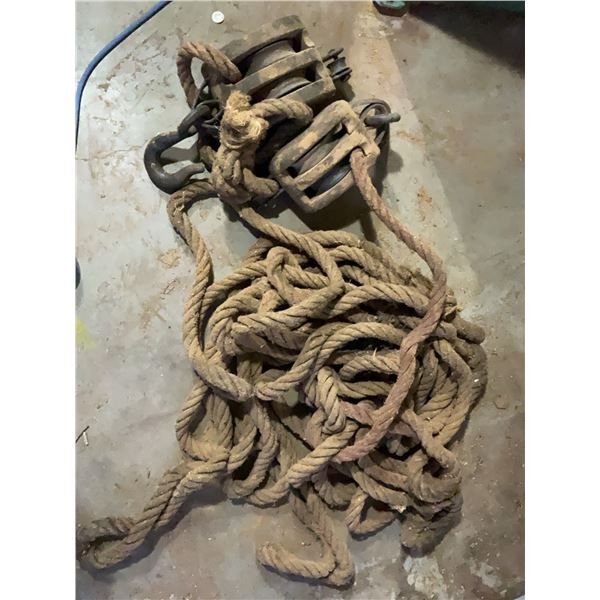 Metal Pulley Block and Tackle with Rope