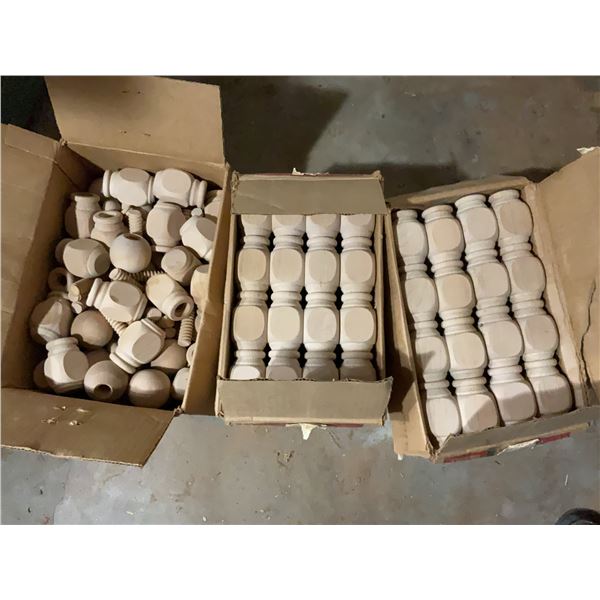 Birchwood Unfinished Spindles and Turnings in Three Boxes