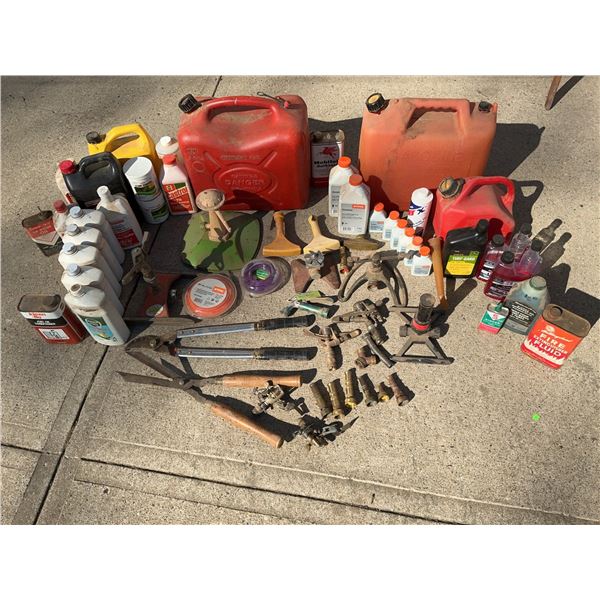 Gas Cans, Oils, Garden Tools, and Lawn Care Items