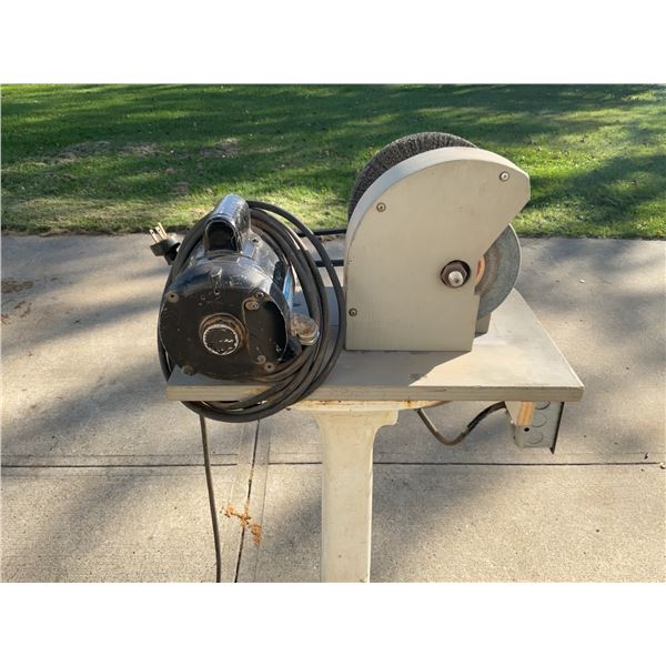 Century 1 HP Electric Motor Bench Grinder and Wire Wheel with Stand