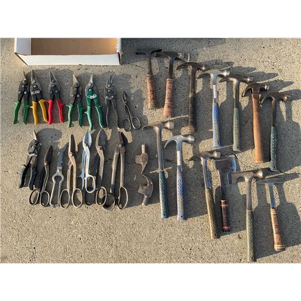 Metal Shears, Tin Snips, and Hammers Assortment