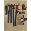 Image 2 : 5 Bar Clamps, Wood Clamp, Bench Vise, and Assorted Metal Clamps