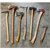 Image 1 : 6 Assorted Axes and Sledgehammer with Wood Handles