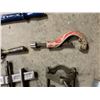 Image 8 : Metal Hand Tools Including Pullers, Pipe Cutter, Drill, Clamps, and Parts