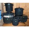 Image 2 : Black Speckled Metal Crop and Stoneware Crocs with Lids, Various Sizes