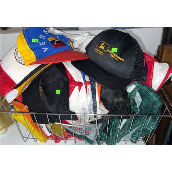 Trucker Hats and Potato Socks Including John Deere, Home Hardware, Mastercard Visors