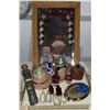 Image 1 : Barware Darts, Fish Bowls, Mini Bottles, Pottery, Vintage Tickets, Budweiser Poker Sign