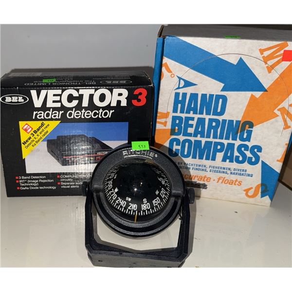 Hand Bearing Compass, BEL Vector 3 Radar Detector, and Ritchie Compass Group